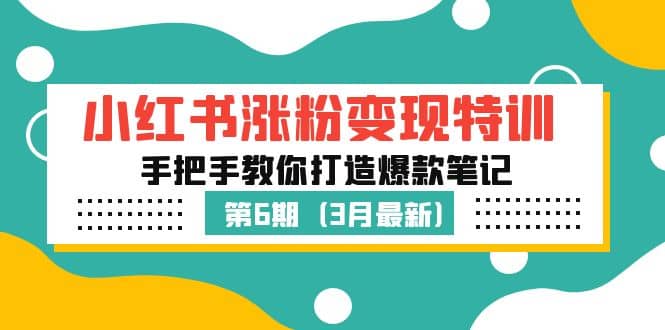 小红书涨粉变现特训·第6期，手把手教你打造爆款笔记（3月新课）-扬明网创