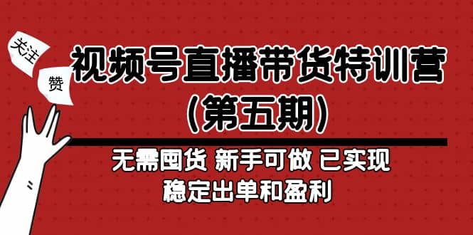 视频号直播带货特训营（第五期）无需囤货 新手可做 已实现稳定出单和盈利-扬明网创