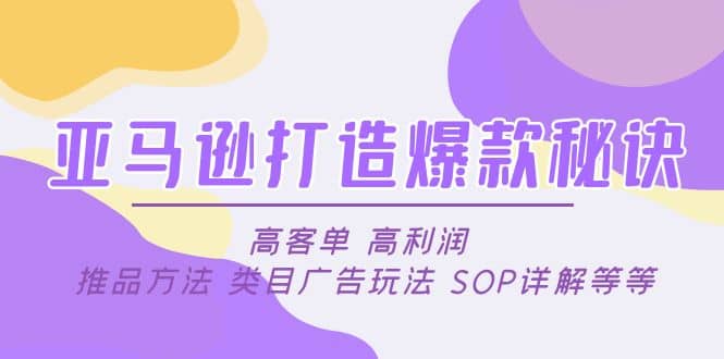 亚马逊打造爆款秘诀：高客单 高利润 推品方法 类目广告玩法 SOP详解等等-扬明网创