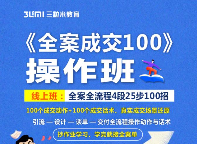 《全案成交100》全案全流程4段25步100招，操作班-扬明网创