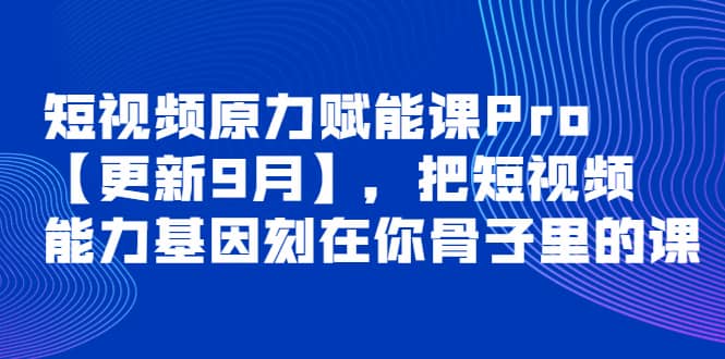 短视频原力赋能课Pro【更新9月】，把短视频能力基因刻在你骨子里的课-扬明网创