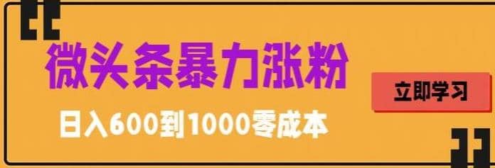 微头条暴力涨粉技巧搬运文案就能涨几万粉丝，简单0成本，日赚600-扬明网创