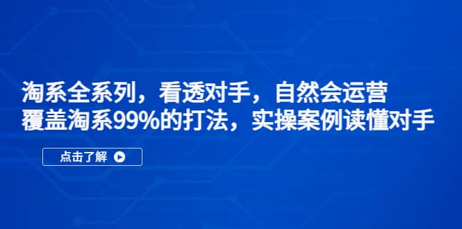 淘系全系列，看透对手，自然会运营，覆盖淘系99%·打法，实操案例读懂对手-扬明网创