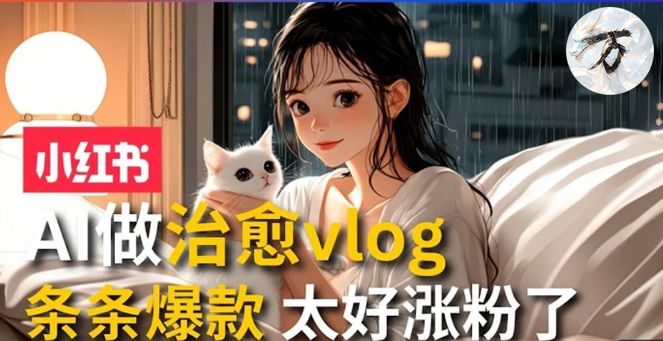 AI治愈系vlog动画视频，小红书7天 涨粉破千，商单报价1500+，0成本制作，日入2000+，有手就会 -扬明网创