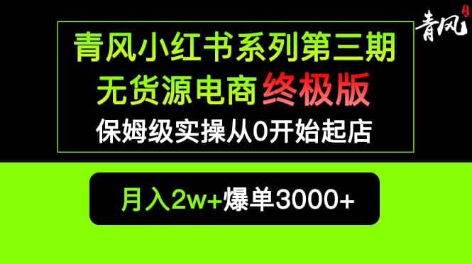 小红书无货源电商爆单终极版【视频教程+实战手册】保姆级实操从0起店爆单-扬明网创