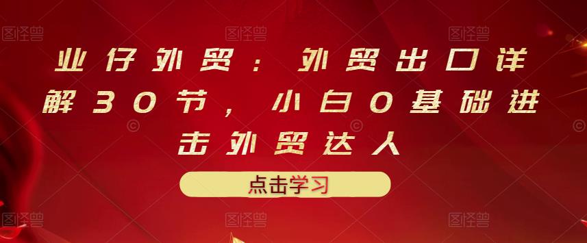 业仔外贸：外贸出口详解30节，小白0基础进击外贸达人 价值666元-扬明网创