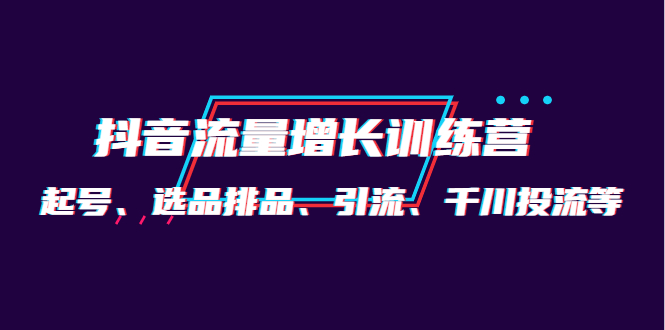 月销1.6亿实操团队·抖音流量增长训练营：起号、选品排品、引流 千川投流等-扬明网创