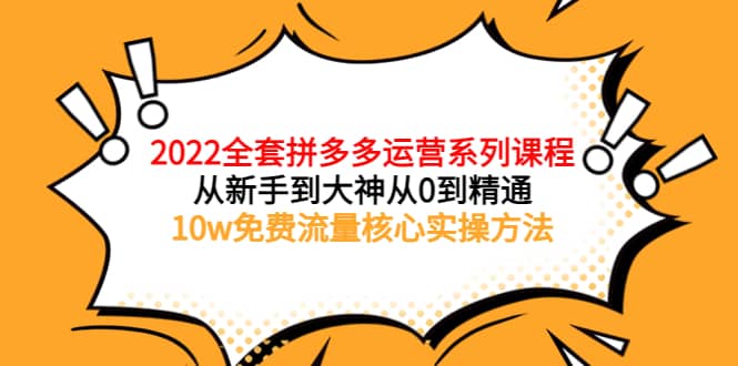 2022全套拼多多运营课程，从新手到大神从0到精通，10w免费流量核心实操方法-扬明网创