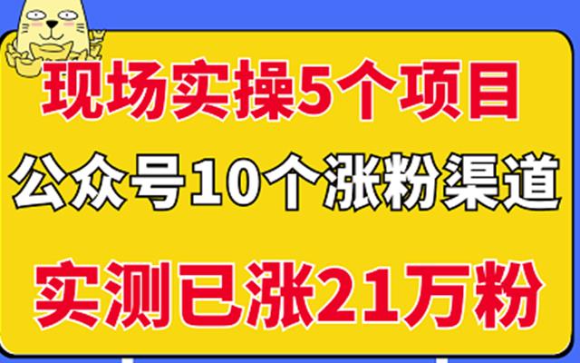 现场实操5个公众号项目，10个涨粉渠道，实测已涨21万粉！-扬明网创