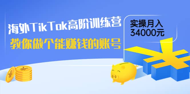 海外TikTok高阶训练营：教你做个能赚钱的账号，实操月入34000元！-扬明网创