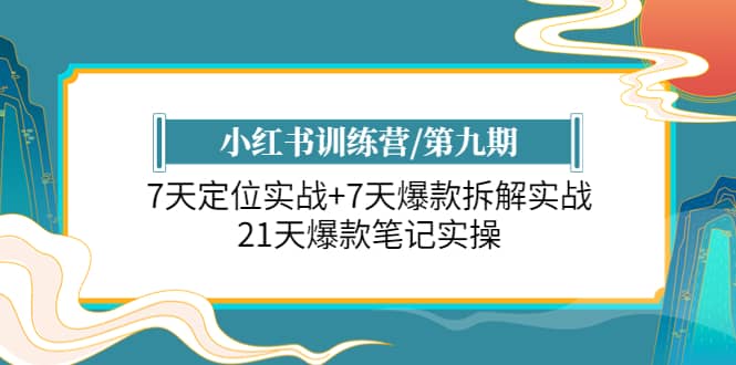 小红书训练营/第九期：7天定位实战+7天爆款拆解实战，21天爆款笔记实操-扬明网创