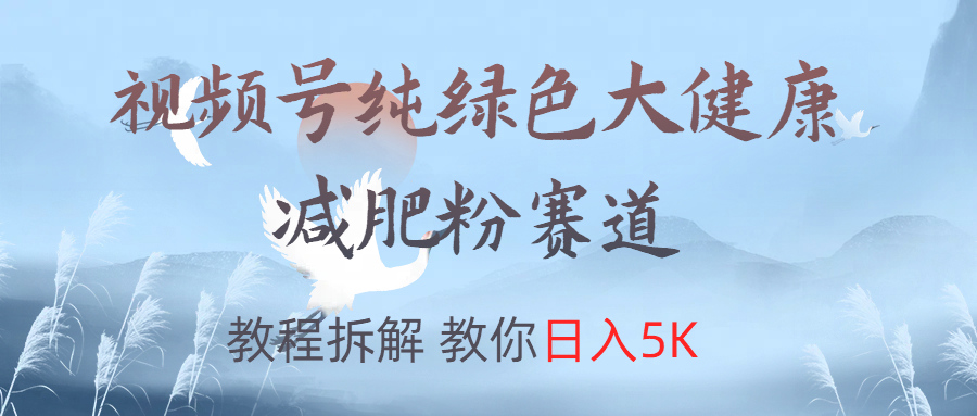 视频号纯绿色大健康粉赛道，教程拆解，教你日入5K-扬明网创