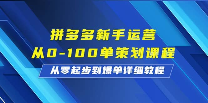 拼多多新手运营从0-100单策划课程，从零起步到爆单详细教程-扬明网创