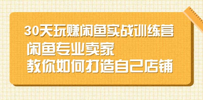 30天玩赚闲鱼实战训练营，闲鱼专业卖家教你如何打造自己店铺-扬明网创