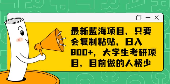 最新蓝海项目，只要会复制粘贴，日入800+，大学生考研项目，目前做的人极少-扬明网创