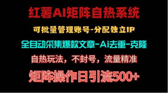 红薯矩阵自热系统，独家不死号引流玩法！矩阵操作日引流500+-扬明网创