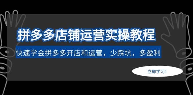 拼多多店铺运营实操教程：快速学会拼多多开店和运营，少踩坑，多盈利-扬明网创