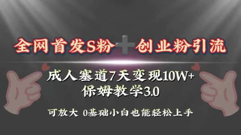 全网首发s粉加创业粉引流变现，成人用品赛道7天变现10w+保姆教学3.0-扬明网创