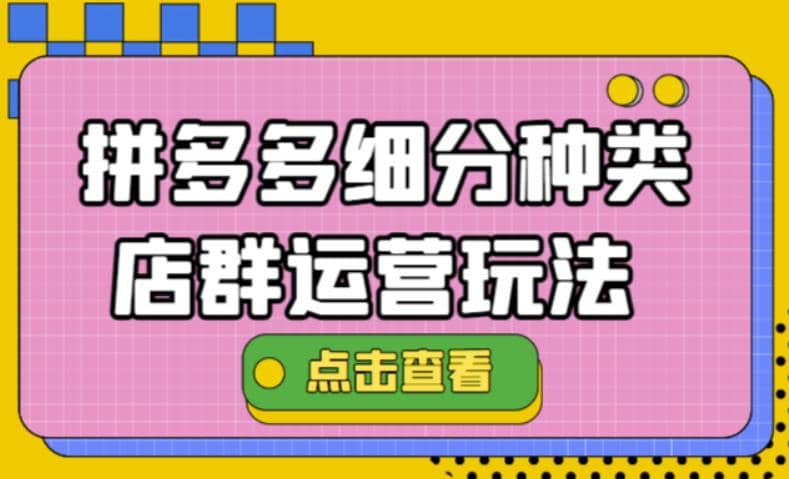 拼多多细分种类店群运营玩法3.0，11月最新玩法，小白也可以操作-扬明网创