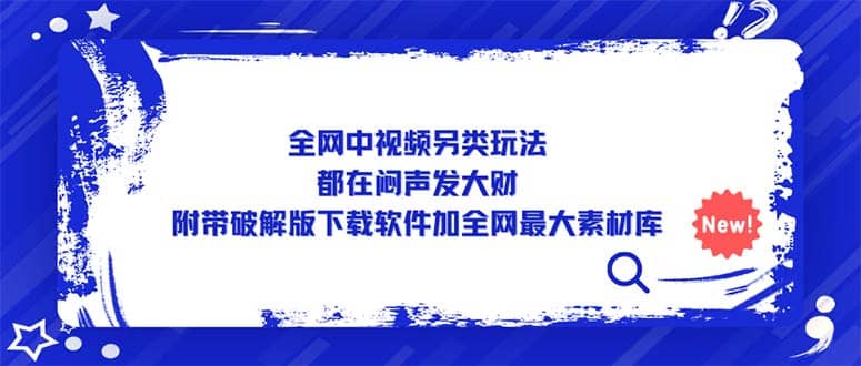 全网中视频另类玩法，都在闷声发大财，附带下载软件加全网最大素材库-扬明网创