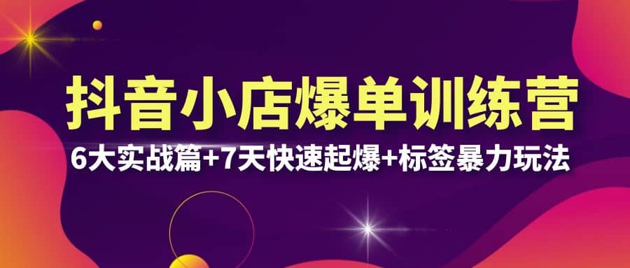 抖音小店爆单训练营VIP线下课：6大实战篇+7天快速起爆+标签暴力玩法(32节)-扬明网创