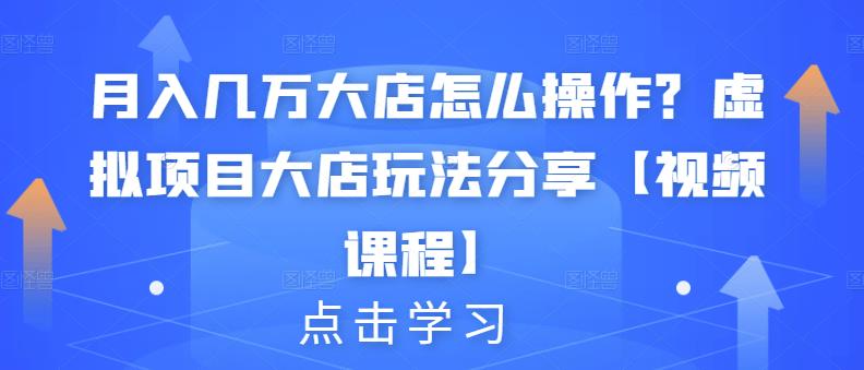 月入几万大店怎么操作？虚拟项目大店玩法分享【视频课程】-扬明网创