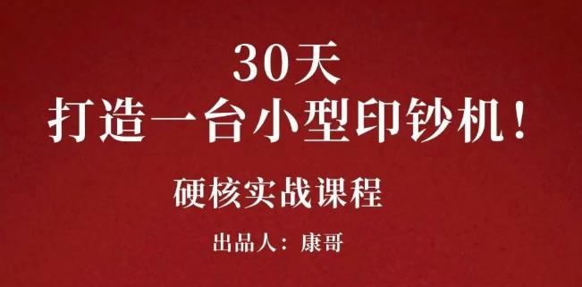 康哥30天打造一台小型印钞机：躺赚30万的项目完整复盘（视频教程）-扬明网创