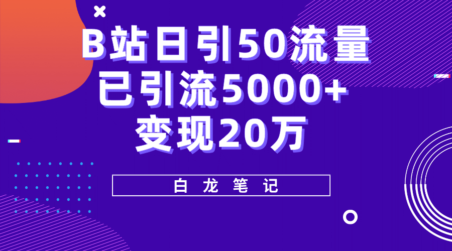 B站日引50+流量，实战已引流5000+变现20万，超级实操课程-扬明网创