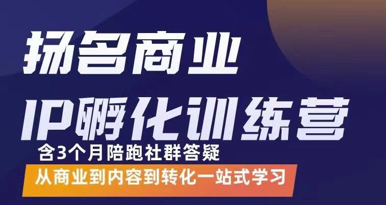 杨名商业IP孵化训练营，从商业到内容到转化一站式学 价值5980元-扬明网创