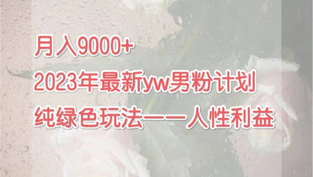 月入9000+2023年9月最新yw男粉计划绿色玩法——人性之利益-扬明网创