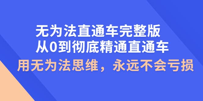 无为法直通车完整版：从0到彻底精通直通车，用无为法思维，永远不会亏损-扬明网创