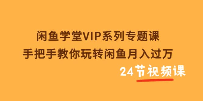 闲鱼学堂VIP系列专题课：手把手教你玩转闲鱼月入过万（共24节视频课）-扬明网创