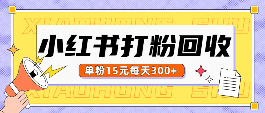 小红书打粉，单粉15元回收每天300+-扬明网创