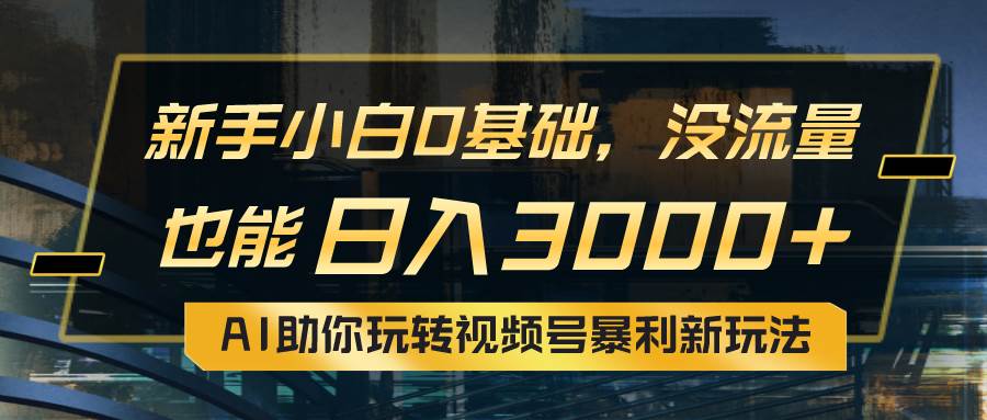 小白0基础，没流量也能日入3000+：AI助你玩转视频号暴利新玩法-扬明网创