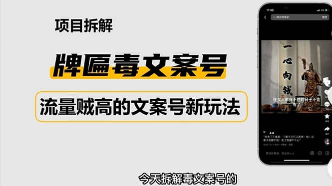 2023抖音快手毒文案新玩法，牌匾文案号，起号快易变现-扬明网创