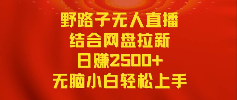 无人直播野路子结合网盘拉新，日赚2500+多平台变现，小白无脑轻松上手操作-扬明网创