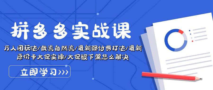 拼多多·实战课：万人团玩法/截流自然流/最新强付费打法/最新原价卡大促..-扬明网创