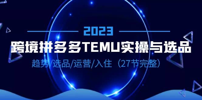 2023跨境·拼多多·TEMU实操与选品，趋势·选品·运营·入住（27节完整）-扬明网创