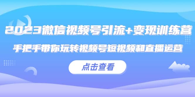 2023微信视频号引流+变现训练营：手把手带你玩转视频号短视频和直播运营-扬明网创