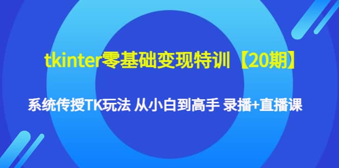 tkinter零基础变现特训【20期】系统传授TK玩法 从小白到高手 录播+直播课-扬明网创