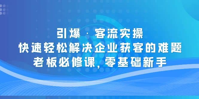 引爆·客流实操：快速轻松解决企业获客的难题，老板必修课，零基础新手-扬明网创