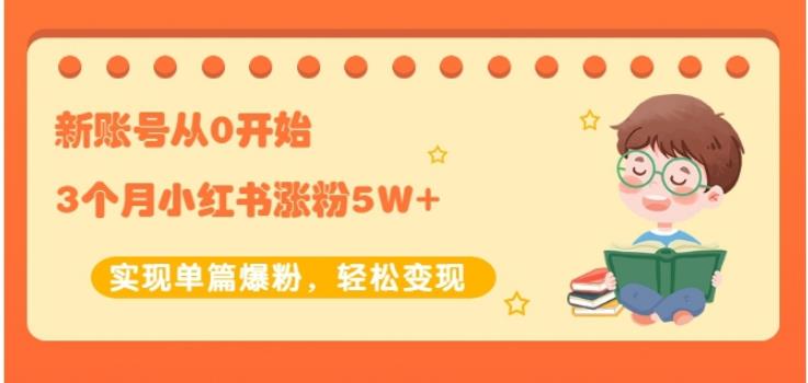 新账号从0开始3个月小红书涨粉5W+实现单篇爆粉，轻松变现（干货）-扬明网创