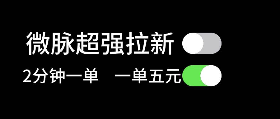 微脉超强拉新， 两分钟1单， 一单利润5块，适合小白-扬明网创