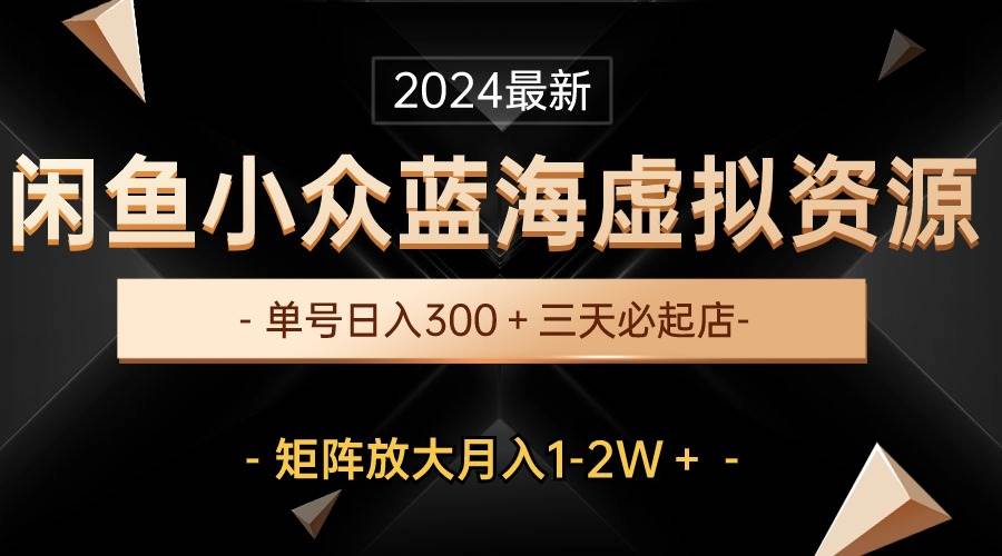 最新闲鱼小众蓝海虚拟资源，单号日入300＋，三天必起店，矩阵放大月入1-2W-扬明网创