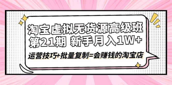 淘宝虚拟无货源高级班【第21期】运营技巧+批量复制=会赚钱的淘宝店-扬明网创