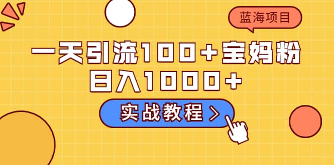 一天引流100+宝妈粉，日入1000+的蓝海项目（实战教程）-扬明网创