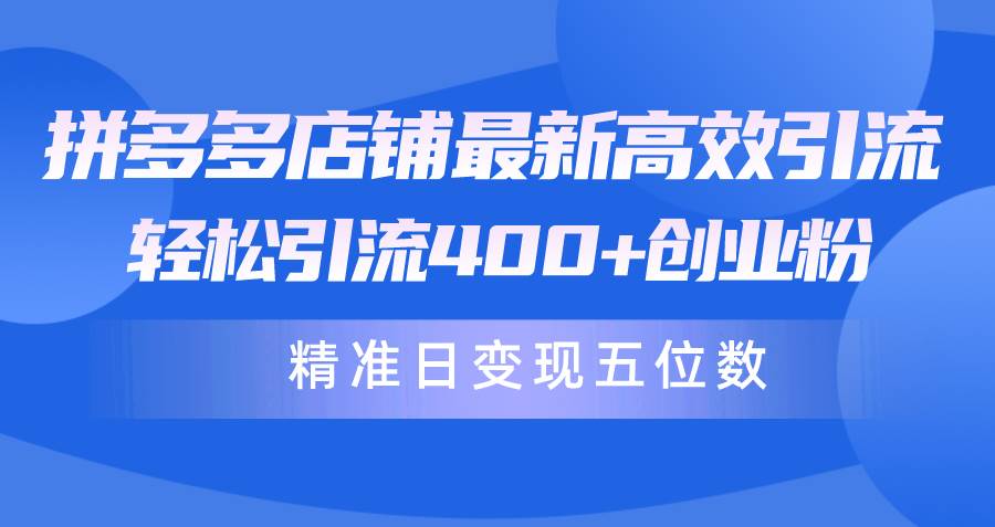 拼多多店铺最新高效引流术，轻松引流400+创业粉，精准日变现五位数！-扬明网创