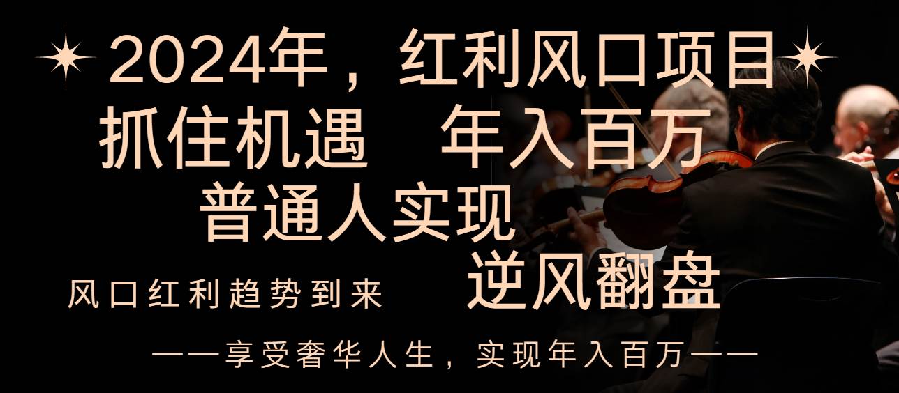 2024红利风口项目来袭，享受第一波红利，逆风翻盘普通人也能实现，年入百万-扬明网创