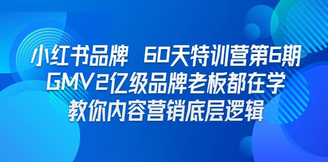 小红书品牌 60天特训营第6期 GMV2亿级品牌老板都在学 教你内容营销底层逻辑-扬明网创