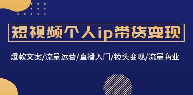 短视频个人ip带货变现：爆款文案/流量运营/直播入门/镜头变现/流量商业-扬明网创